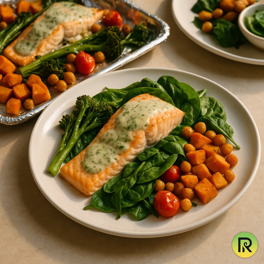Sheet-pan salmon with dill tahini
