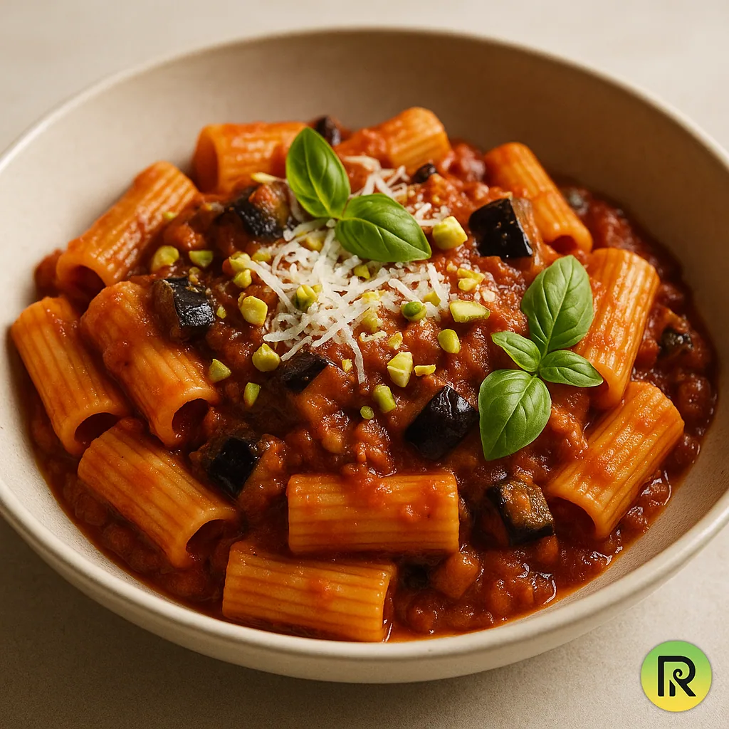 Rigatoni s lilkovým sugem a kapary
