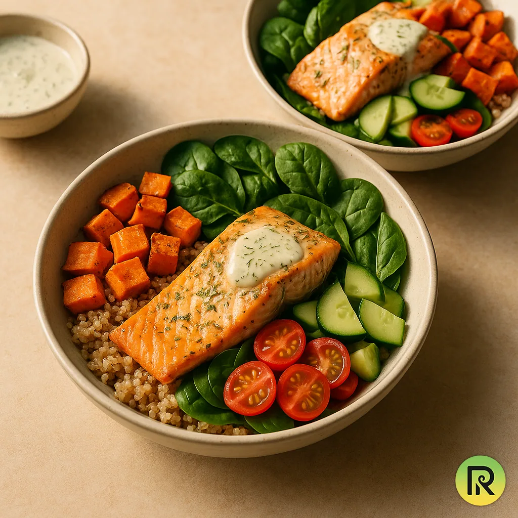 Lemon-dill salmon quinoa bowls